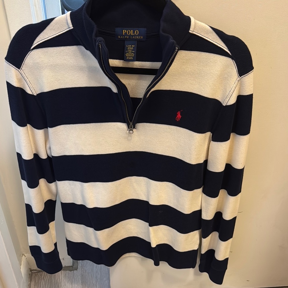 Polo by Ralph Lauren Blue and Cream Striped Sweater